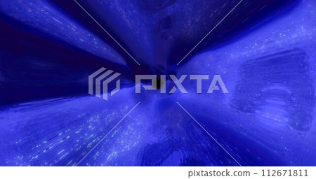 Blue energy tunnel frame with futuristic electric field particles and lines of high-tech energy. Abstract background Blue energy tunnel frame with futuristic electric field particles and lines of high-tech energy. Abstract background 112671811