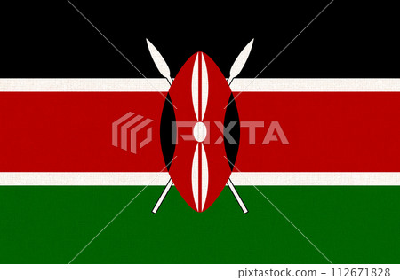 flag of Kenya. National Kenyan flag on fabric surface. African country 112671828