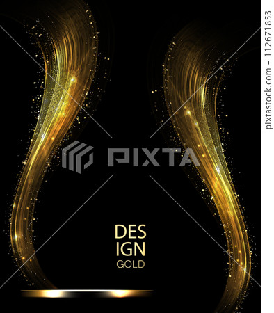 Magnificent composition with an arc of a golden hue, an isolated round podium, shiny tinsel Magnificent composition with an arc of a golden hue, an isolated round podium, shiny tinsel 112671853