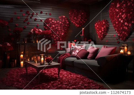 Home interior design for Valentine day. 112674173