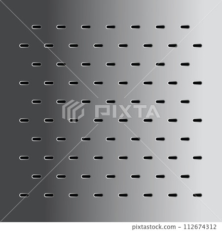 Bathroom drain square design - Steel metal silver perforated texture background- oval shape pattern 112674312