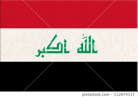 flag of Iraq. National Iraqi flag on fabric surface. Asian country 112674315