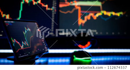 Financial chart with up trend line graph. Wealth management with risk diversification Financial chart with up trend line graph. Wealth management with risk diversification 112674337