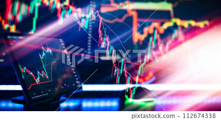 Financial chart with up trend line graph. Wealth management with risk diversification Financial chart with up trend line graph. Wealth management with risk diversification 112674338