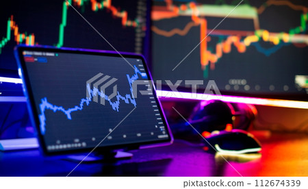 Financial chart with up trend line graph. Wealth management with risk diversification 112674339