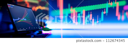 Financial chart with up trend line graph. Stock market or forex trading graph and candlestick chart suitable for financial investment concept. Financial chart with up trend line graph. Stock market or forex trading graph and candlestick chart suitable for financial investment concept. 112674345