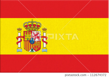 flag of Spain. National Spanish flag on fabric surface. European country 112674372