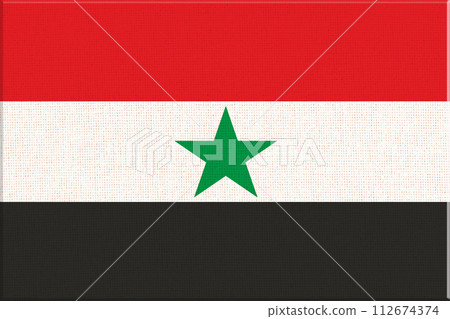 flag of Yemen. National Yemen flag on fabric surface. flag of Yemen. National Yemen flag on fabric surface. 112674374