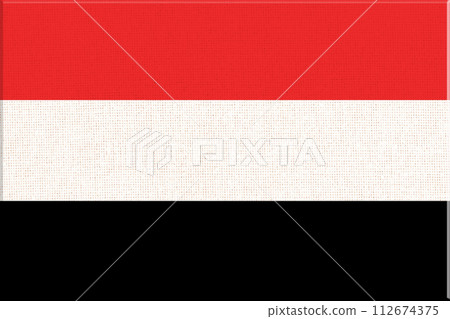 flag of Yemen. National Yemen flag on fabric surface. flag of Yemen. National Yemen flag on fabric surface. 112674375