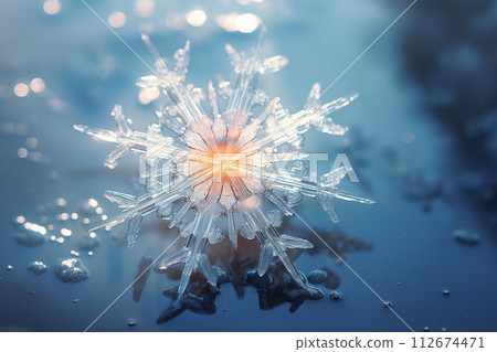 Snow flake macro. Generative ai 112674471