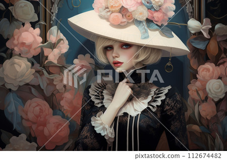 Coquette aesthetic creative portrait. 112674482
