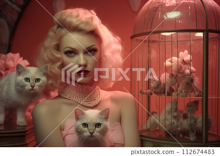 Coquette aesthetic creative portrait. 112674483