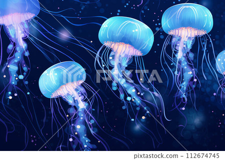 Jellyfish pattern blue colors Jellyfish pattern blue colors 112674745