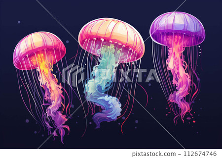 Jellyfish pattern blue colors 112674746