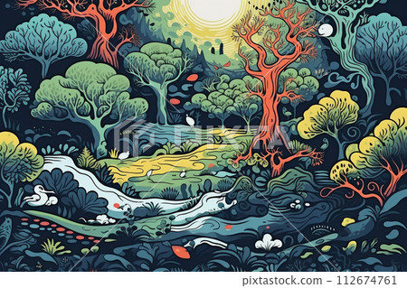 Environment pattern illustration. Generative ai. Environment pattern illustration. Generative ai. 112674761