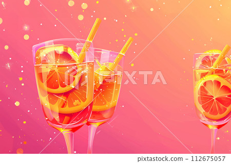 Aperol cocktail on pink background. fluorescent colors 112675057