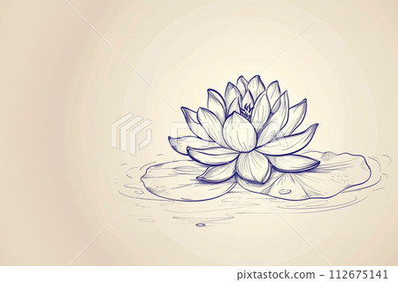 Lotus flower symbol of Wesak day. Outline drawing 112675141