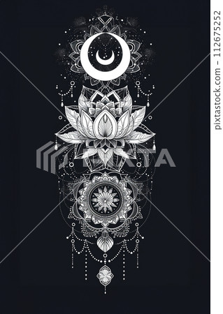 Outline drawing of lotus mandala. Coloring book illustration Outline drawing of lotus mandala. Coloring book illustration 112675252