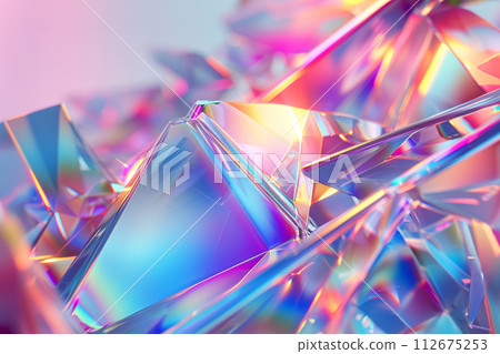 Holographic abstract iridescent 3d shape Holographic abstract iridescent 3d shape 112675253