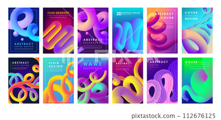 Modern abstract poster. Placard design with colored stylized gradient shapes recent vector flyer or covers 112676125