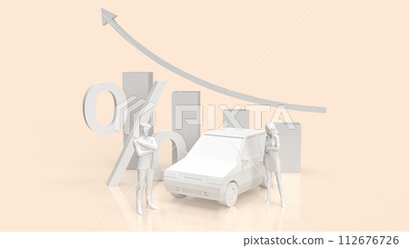 The car and percent symbol for Automotive finance concept 3d rendering. 112676726