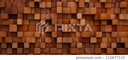 Rich and warm brown wood texture, perfect for backdrop or wallpaper, Ai Generated. 112677132