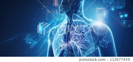 Exploring the future of medical research and lung health care with biometrics, Ai Generated. Exploring the future of medical research and lung health care with biometrics, Ai Generated. 112677459