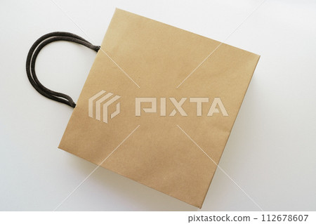 Plain paper bag template design mockup on white background Plain paper bag template design mockup on white background 112678607
