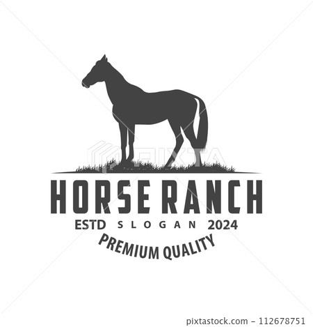 Horse logo simple illustration horse ranch template western country cowboy retro vintage silhouette design 112678751