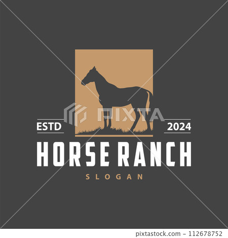 Horse logo simple illustration horse ranch template western country cowboy retro vintage silhouette design 112678752
