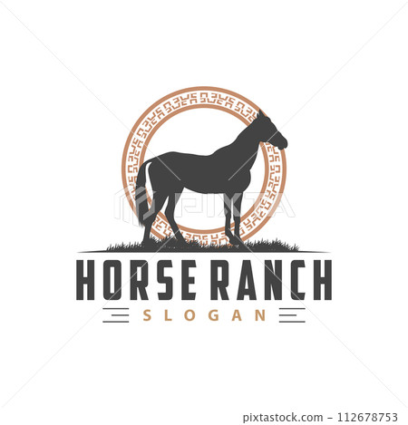Horse logo simple illustration horse ranch template western country cowboy retro vintage silhouette design Horse logo simple illustration horse ranch template western country cowboy retro vintage silhouette design 112678753