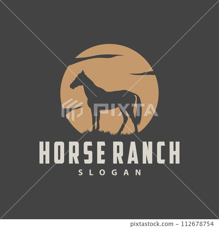 Horse logo simple illustration horse ranch template western country cowboy retro vintage silhouette design Horse logo simple illustration horse ranch template western country cowboy retro vintage silhouette design 112678754