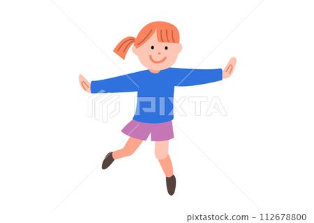 圖庫插圖: 跳躍的女孩 圖庫插圖: 跳躍的女孩 112678800