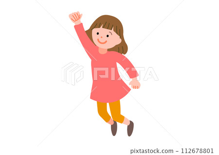 圖庫插圖: 跳躍的女孩 圖庫插圖: 跳躍的女孩 112678801