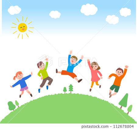Stock Illustration: Children jumping 112678804