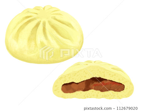 Curry bun (1 piece and cross section) Curry bun (1 piece and cross section) 112679020