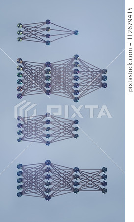 Neural Network Structure: 3D Model of Neurons and Connections, 3D rendering 112679415