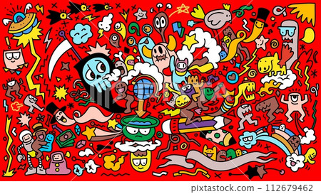 Diverse Doodle Characters in Joyful Interaction Diverse Doodle Characters in Joyful Interaction 112679462