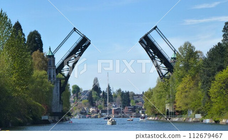 Drawbridge seen on Seattle river cruise Drawbridge seen on Seattle river cruise 112679467