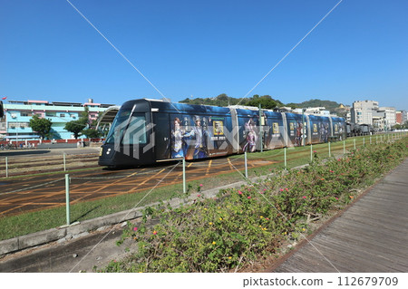Kaohsiung Light Rail runs near Kaohsiung Port 112679709