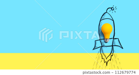 Idea light bulb flying to the sky like a rocket 112679774