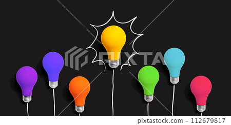One out unique idea light bulb concept 112679817