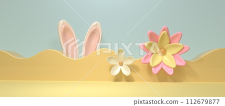Easter holiday theme with decorations and rabbit ears 112679877