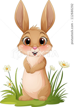 Cartoon happy rabbit isolated on white background 112680292