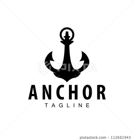 Sea ship vector icon symbol illustration simple sea anchor logo design 112681943