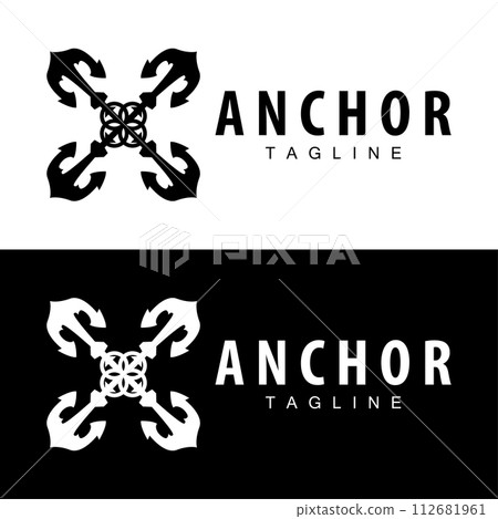Sea ship vector icon symbol illustration simple sea anchor logo design 112681961