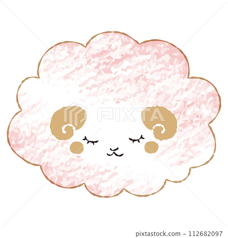 簡單可愛的色鉛筆筆觸,一隻閉著眼睛的毛茸茸的羊(正面) 簡單可愛的色鉛筆筆觸,一隻閉著眼睛的毛茸茸的羊(正面) 112682097