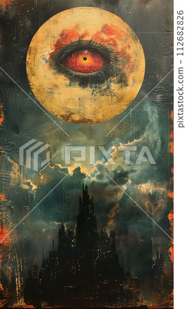 Abstract Tarot's Vibrant Visions, a Celestial Guide to Mystical Insight and Clarity 112682826