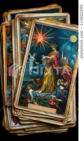 Abstract Tarot's Vibrant Visions, a Celestial Guide to Mystical Insight and Clarity 112682849
