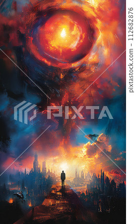 Abstract Tarot's Vibrant Visions, a Celestial Guide to Mystical Insight and Clarity 112682876